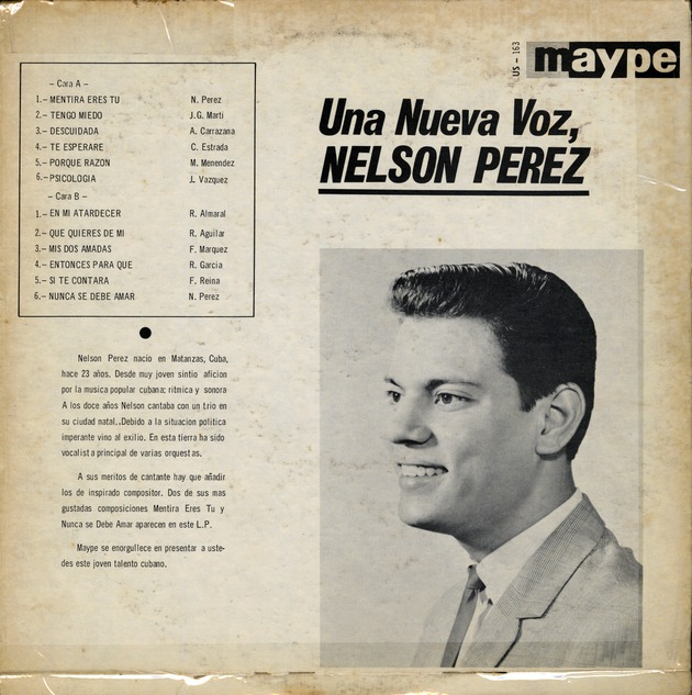 Una nueva voz, Nelson Perez - Back Cover